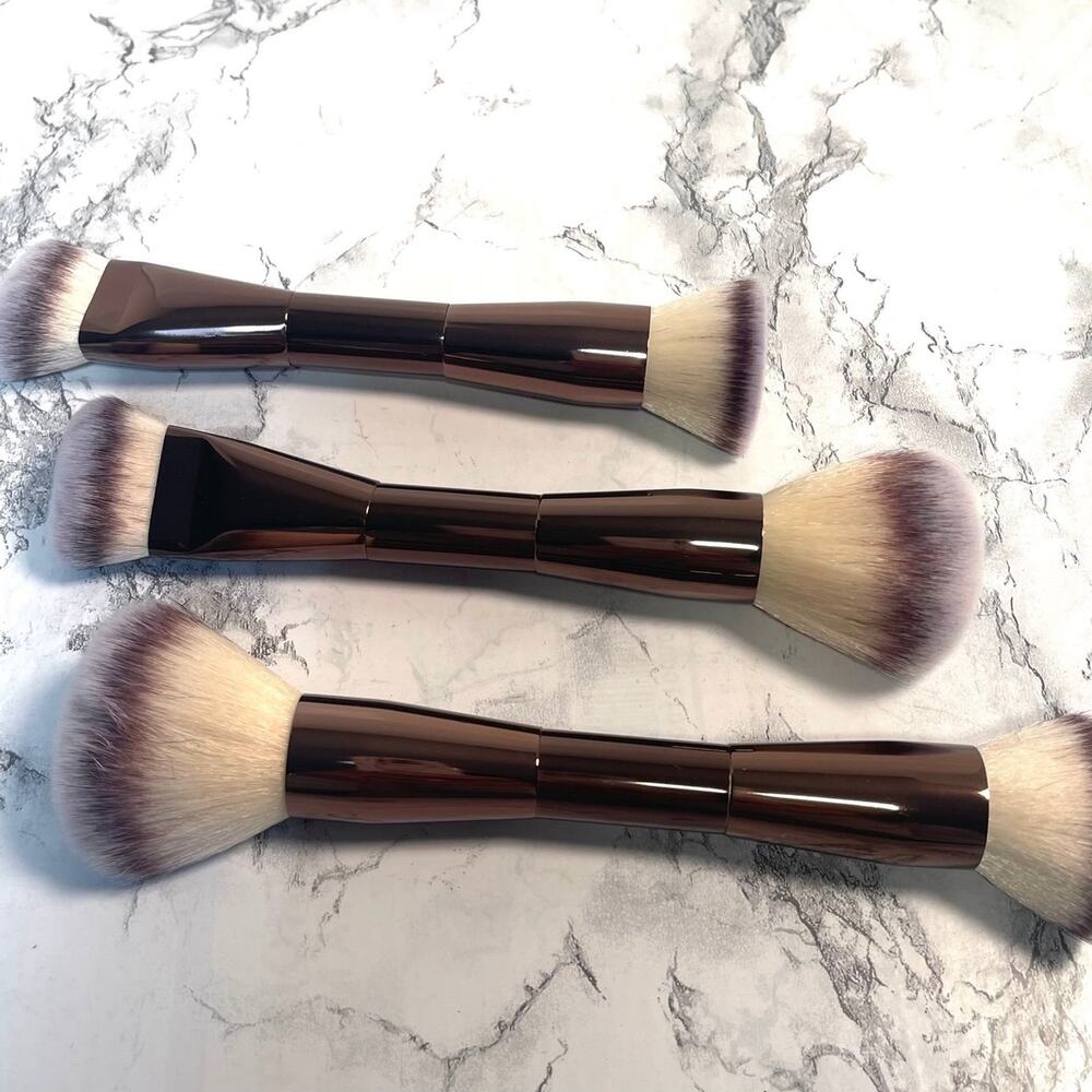 Dual End Makeup Brush Set Trio, New, for Liquids Creams & Powders